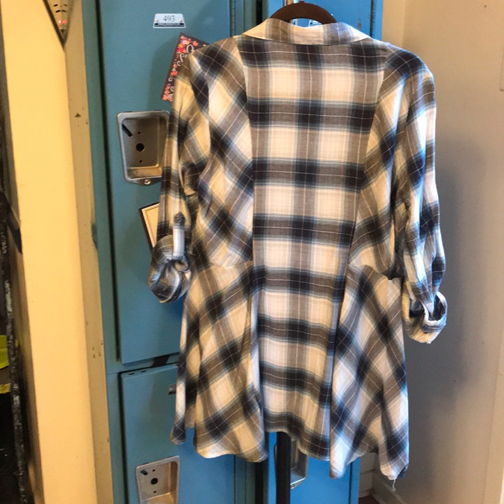 Plaid Embroidered Button Up Shirt/Dress/Jacket π - Picture 3 of 8